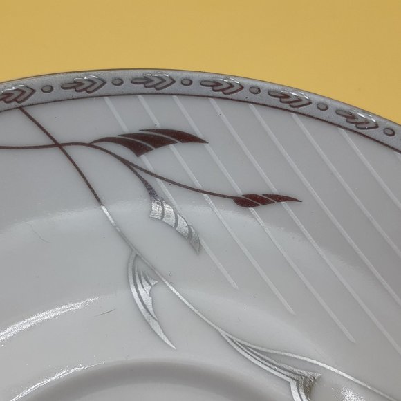 White and Silver Tea Cup and Saucer by RK - Picture 10 of 11